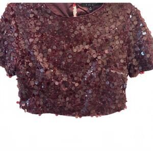 NEW FORE COLLECTION women's short sleeve crop top in burgundy